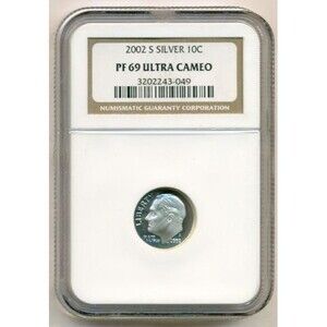 2002 S Silver Roosevelt Dime Proof PF69 UC NGC